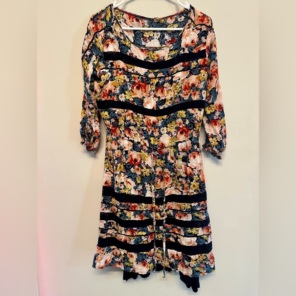 HOLDING HORSES Bohemian Chic Floral Long Sleeve Dress Small